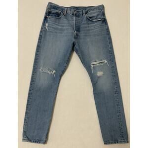 Levi's 501s Skinny Jeans Womens 34 x28 LIght Wash Distressed